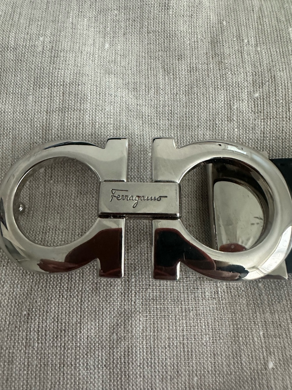 Salvatore Ferragamo Men's Silver Double Gancini Belt Buckle